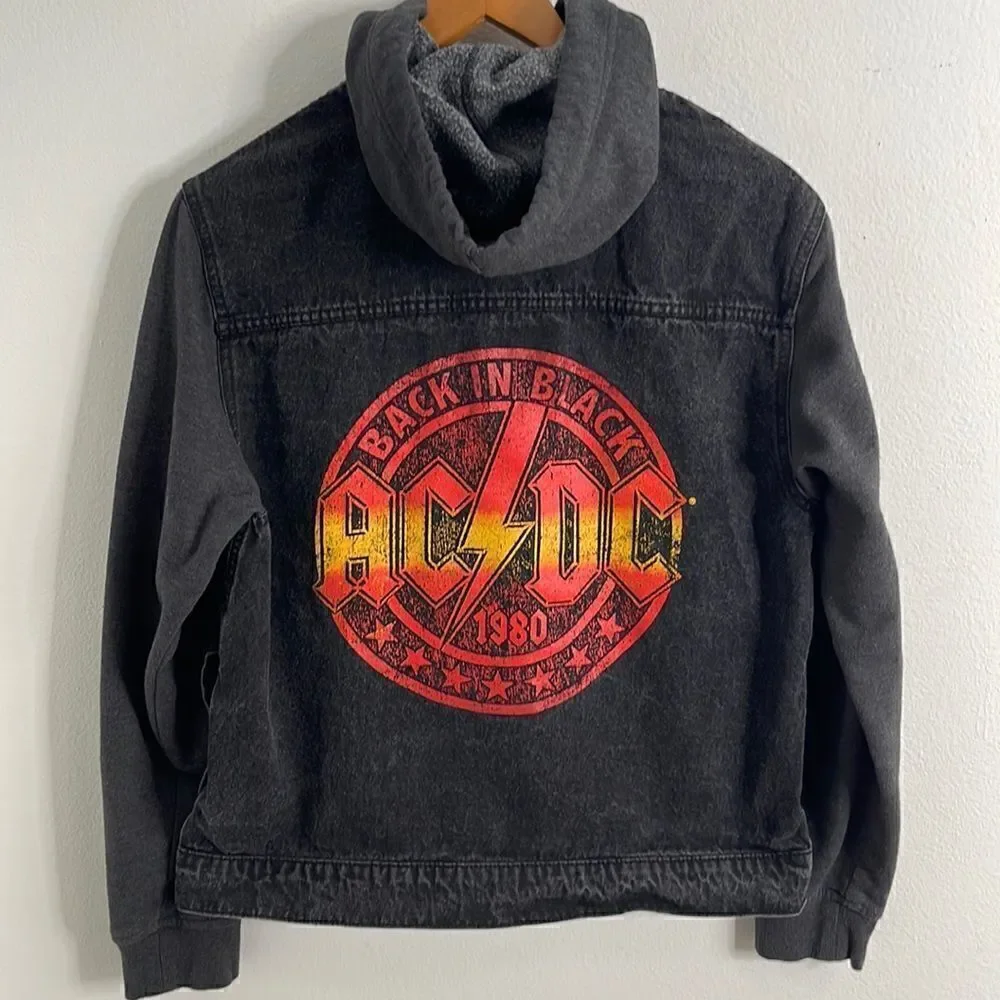 AC\DC Jean jacket.  Size Medium.  Cotton jacket with drawstring hood.